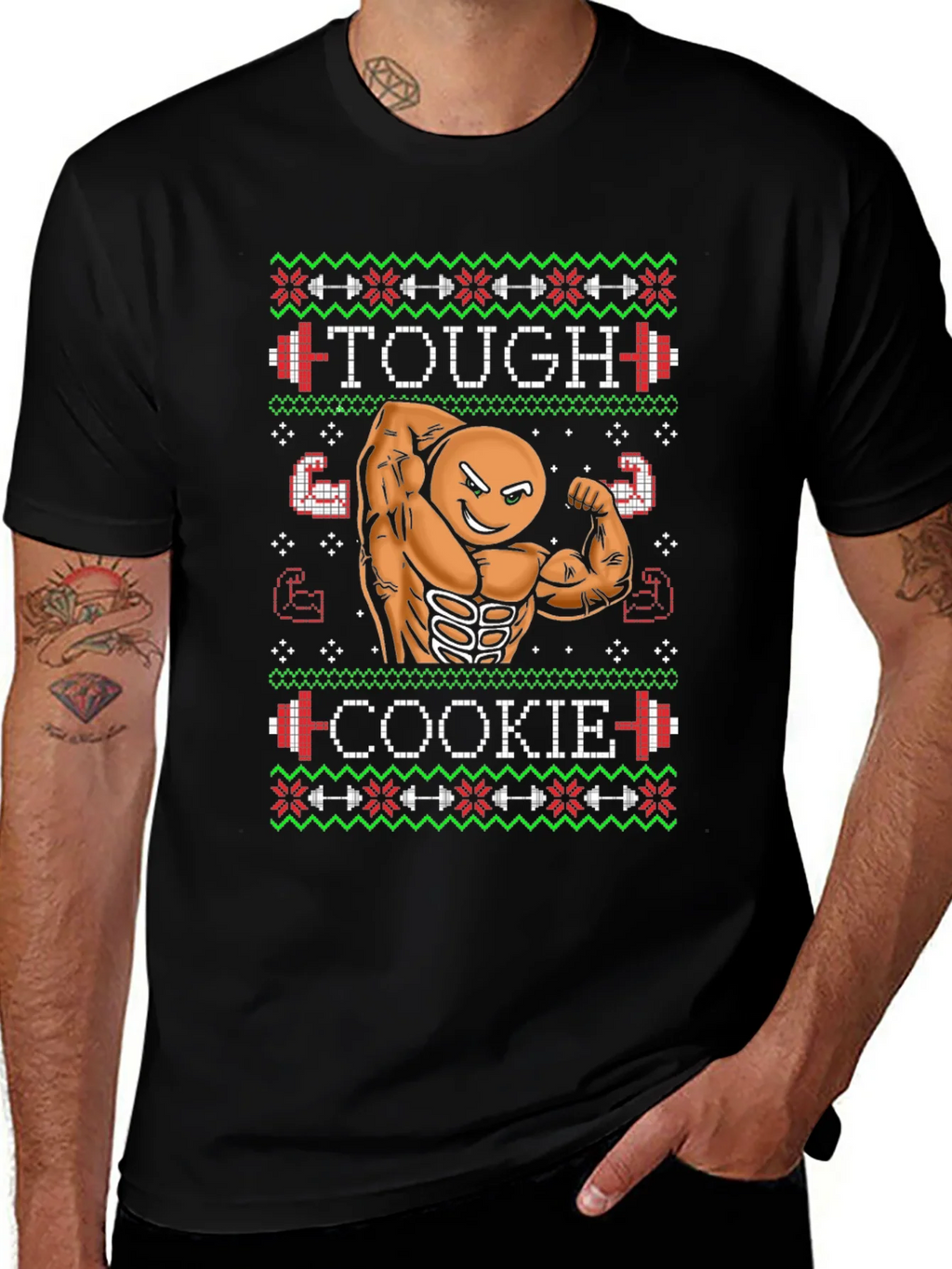 Tough Cookie Ugly Christmas Sweater Gym Workout T-Shirt product image 1