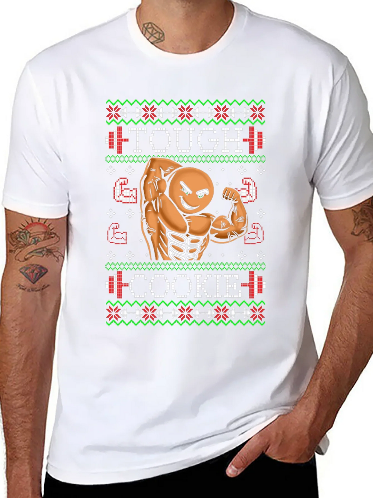 Tough Cookie Ugly Christmas Sweater Gym Workout T-Shirt product image 7