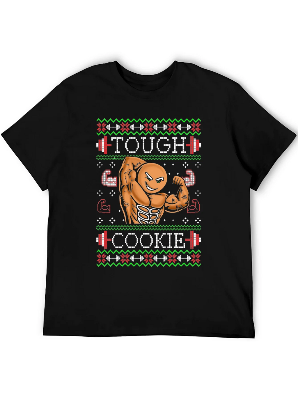 Tough Cookie Ugly Christmas Sweater Gym Workout T-Shirt product image 5