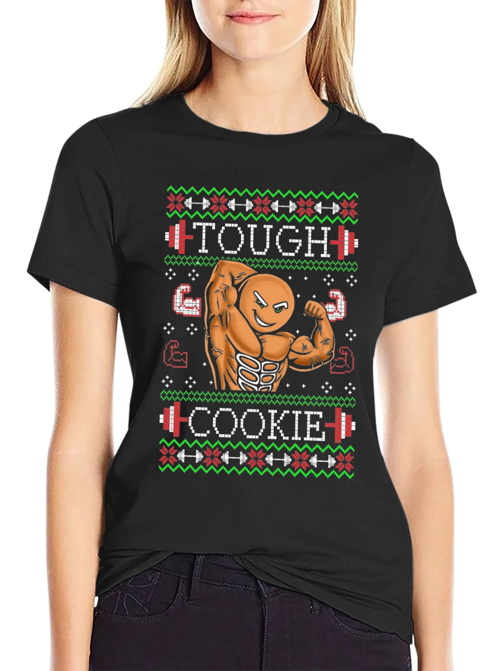 Tough Cookie Ugly Christmas Sweater Gym Workout T-Shirt product image 2