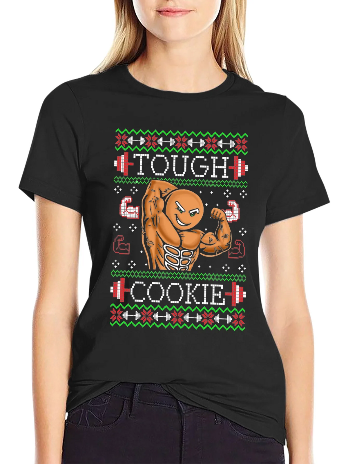 Tough Cookie Ugly Christmas Sweater Gym Workout T-Shirt product image 2