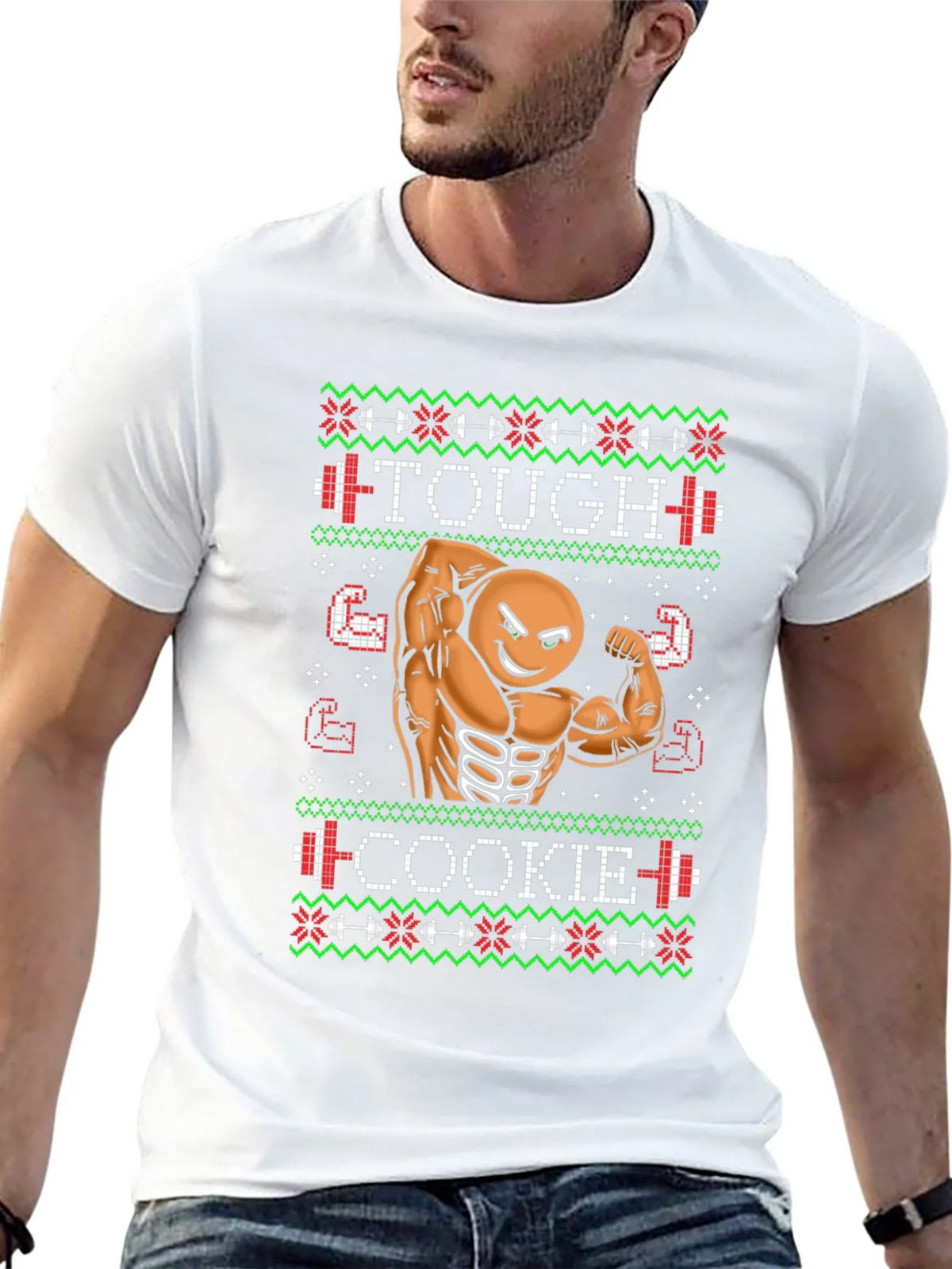 Tough Cookie Ugly Christmas Sweater Gym Workout T-Shirt product image 12