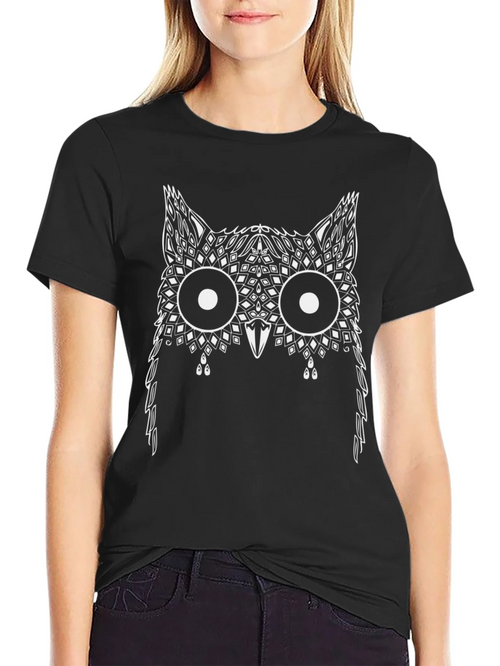 Abstract Owl Graphic Print Black T-Shirt product image 2