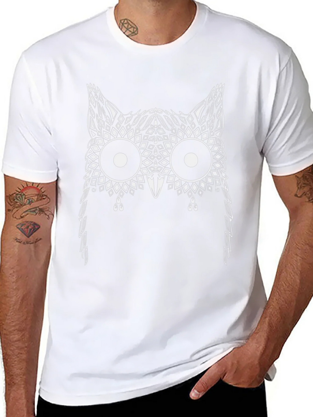 Abstract Owl Graphic Print Black T-Shirt product image 7