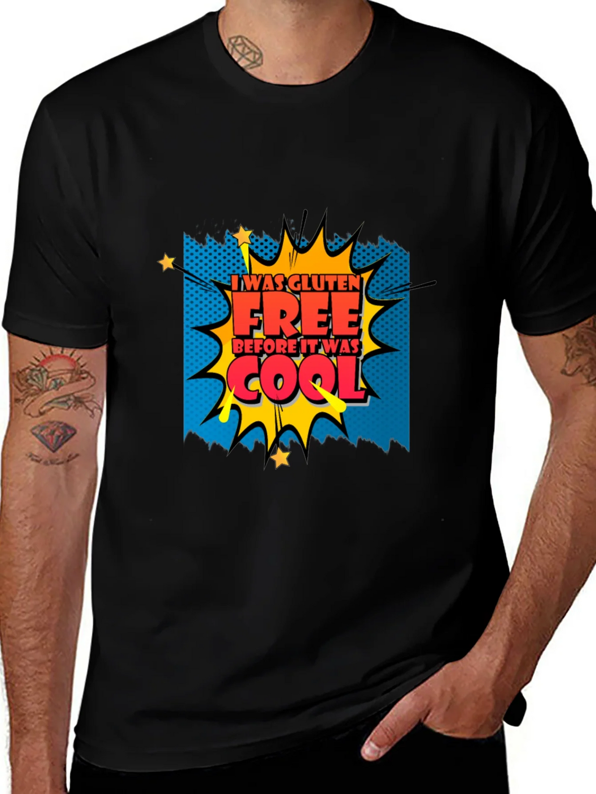 Gluten Free Before It Was Cool Graphic Tee - Black product image 1