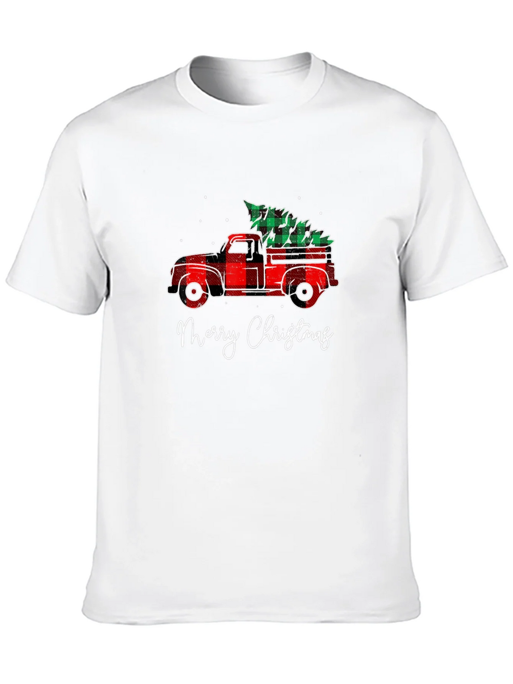 Merry Christmas Plaid Truck T-Shirt product image 5