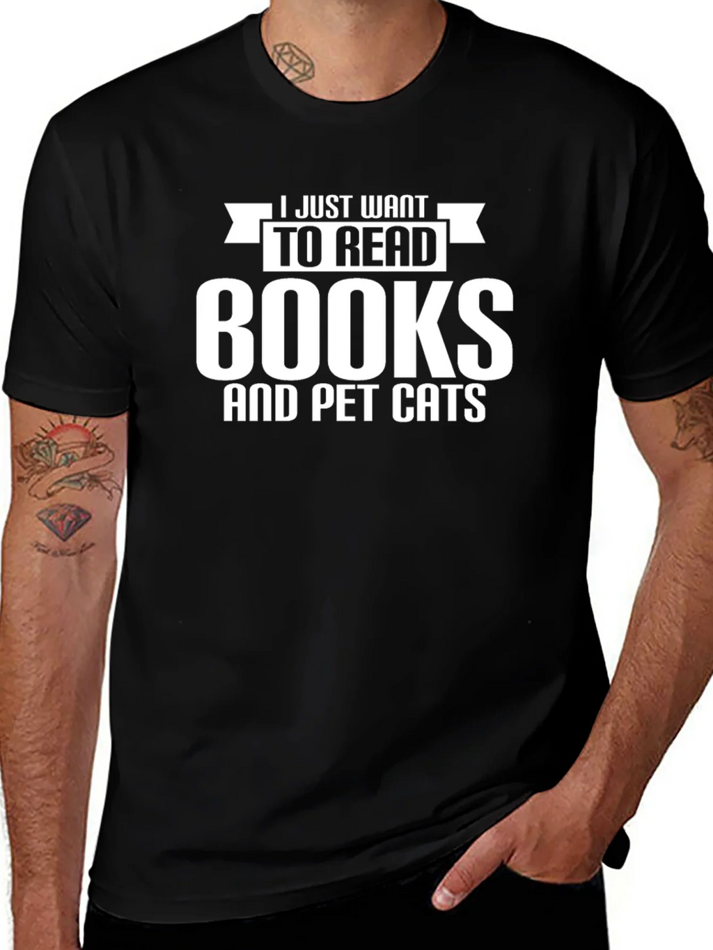 I Just Want to Read Books and Pet Cats T-Shirt product image 1