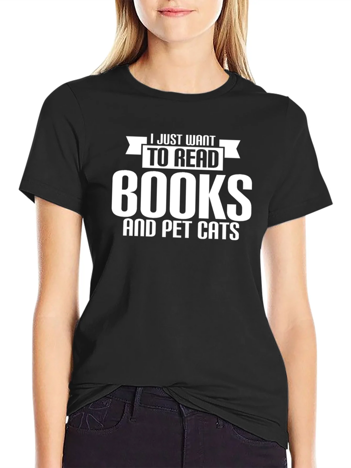 I Just Want to Read Books and Pet Cats T-Shirt product image 2