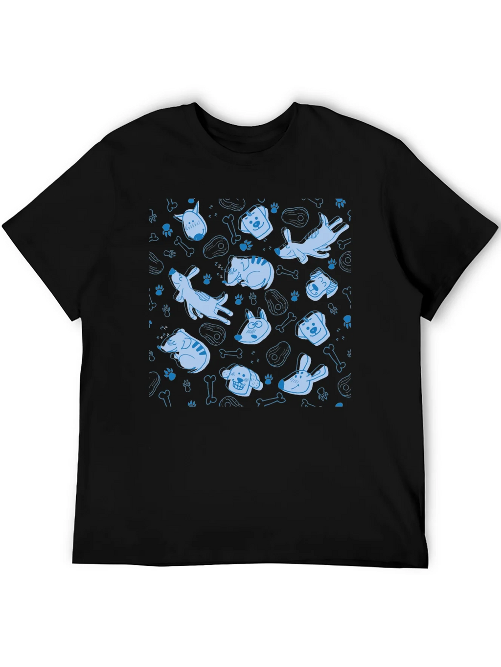 Dog Pattern Crew Neck T-Shirt - Black product image 5