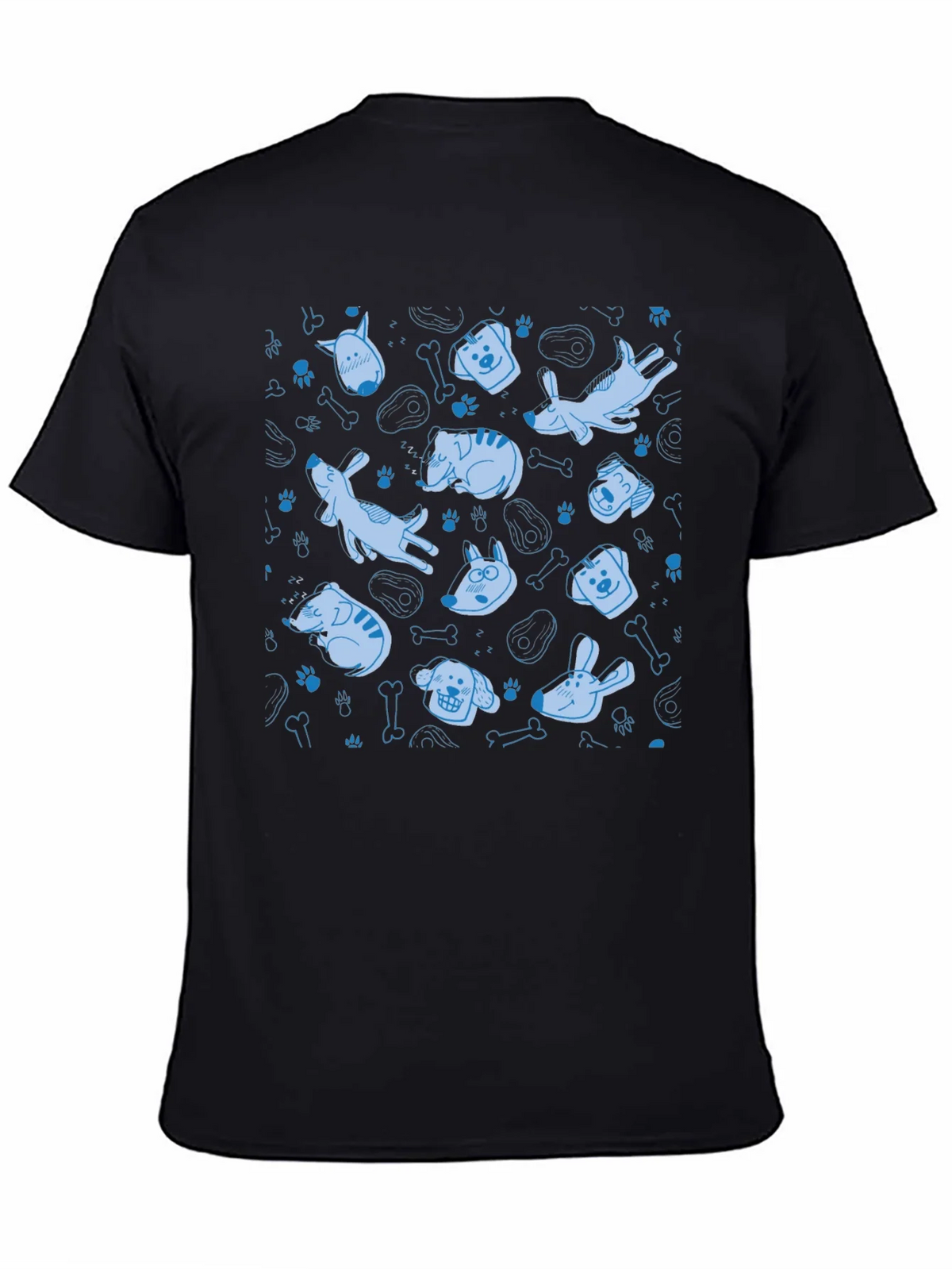 Dog Pattern Crew Neck T-Shirt - Black product image 4