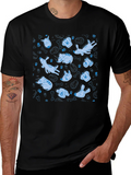 Dog Pattern Crew Neck T-Shirt - Black product image 1