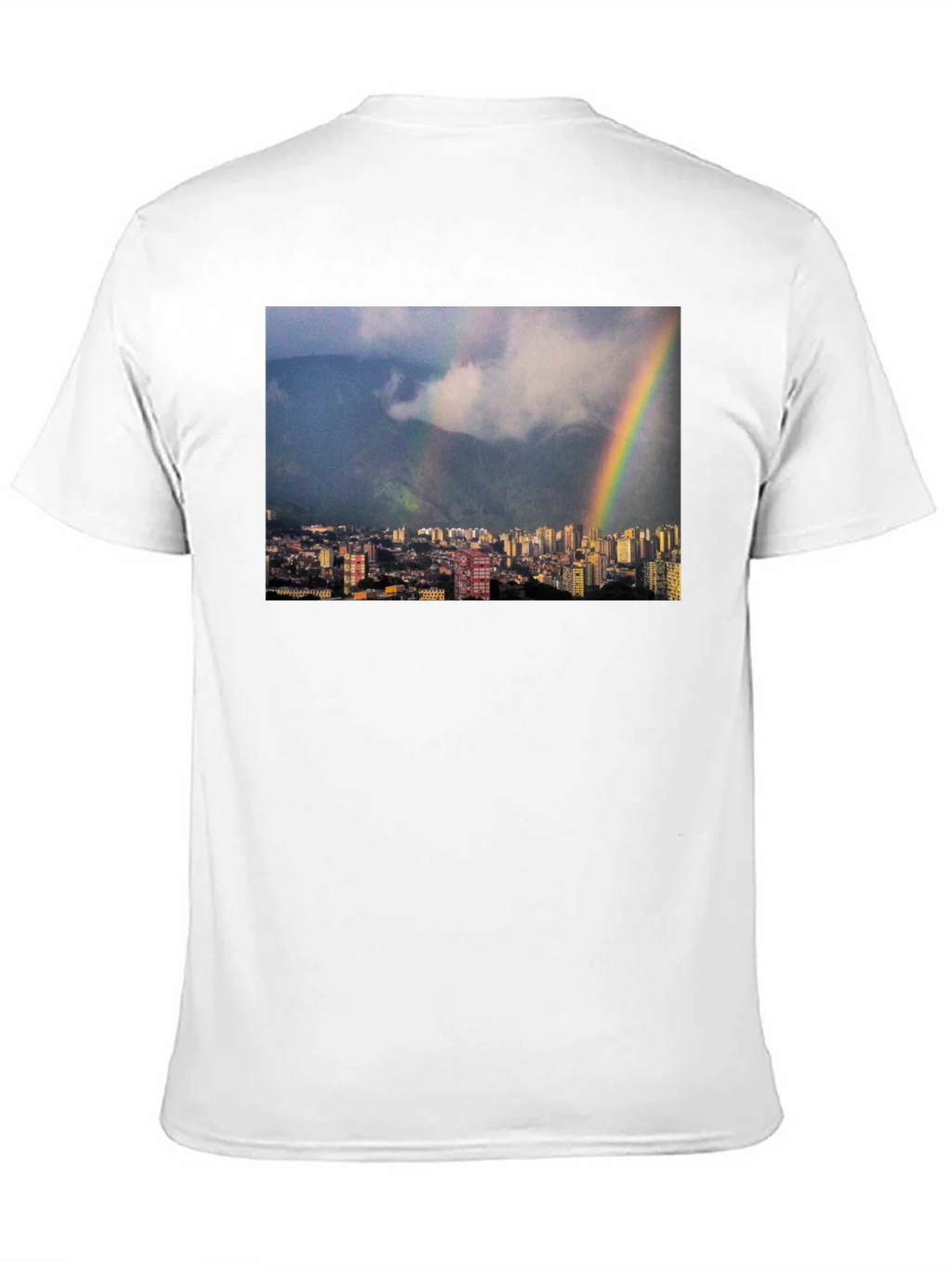 Rainbow Cityscape Graphic Tee - Black Casual T-Shirt product image 5