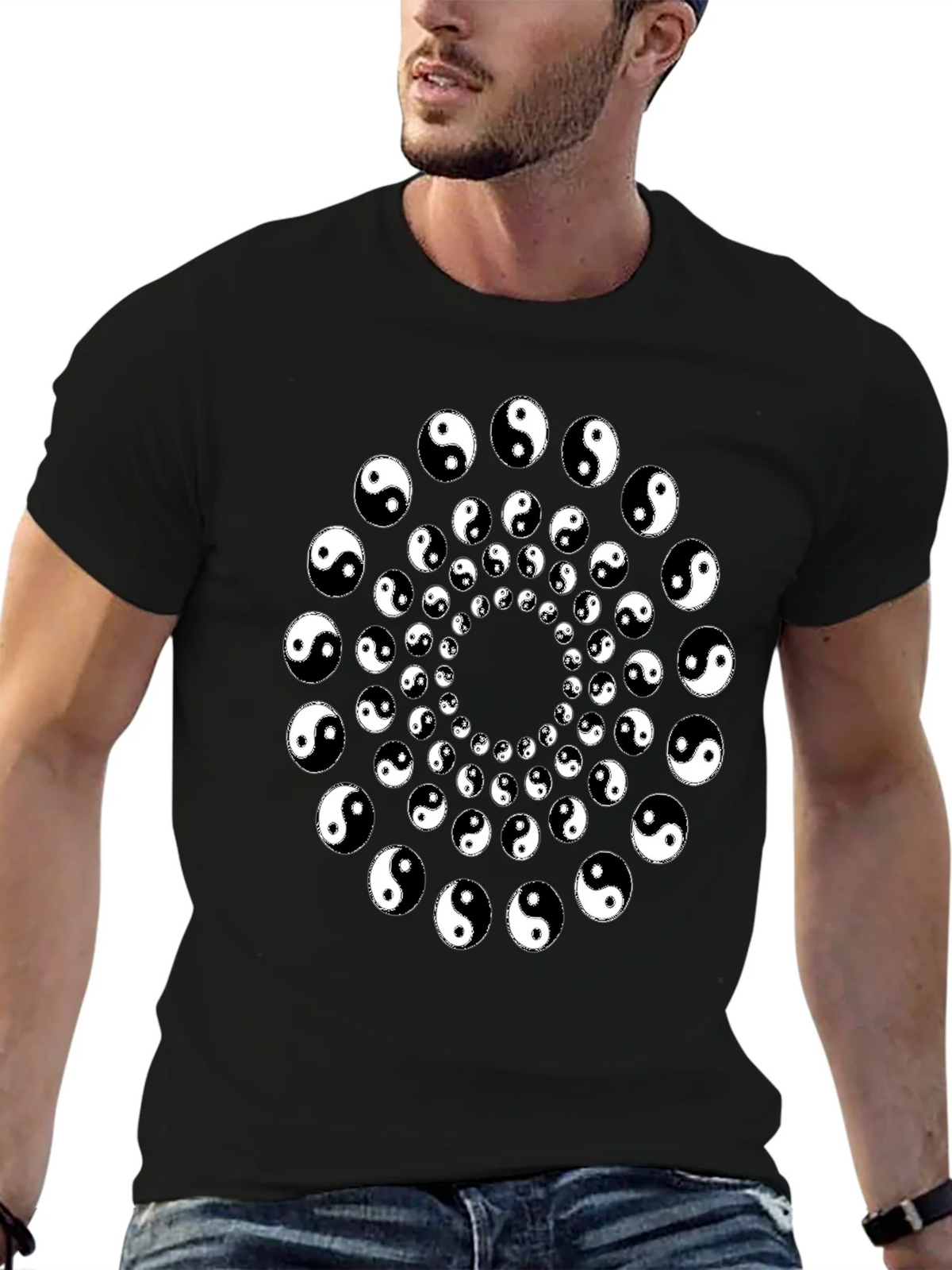 Yin Yang Spiral Graphic Tee - Black product image 6