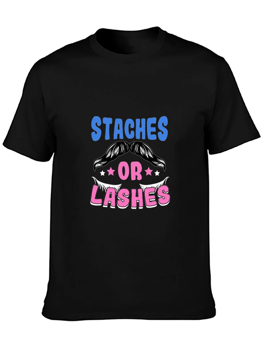 Staches or Lashes Gender Reveal T-Shirt product image 3