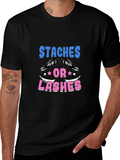 Staches or Lashes Gender Reveal T-Shirt product image 1