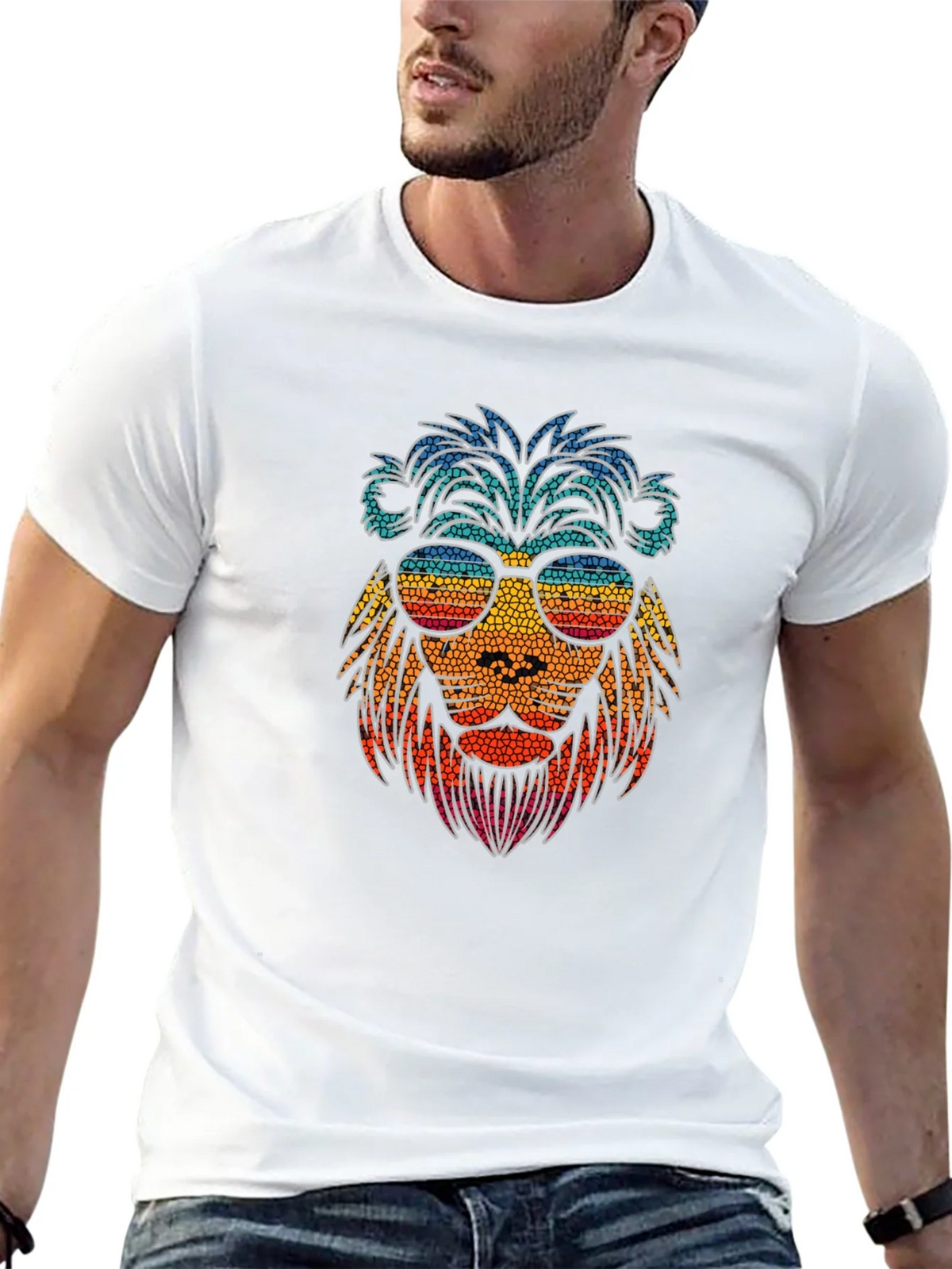Cool Lion Graphic Tee - Stylish Mens Black T-Shirt product image 12