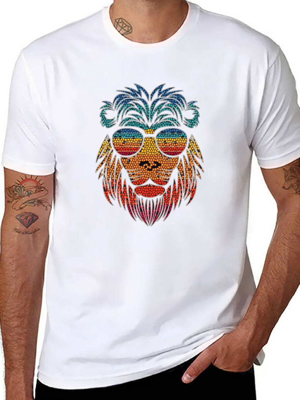 Cool Lion Graphic Tee - Stylish Mens Black T-Shirt product image 7