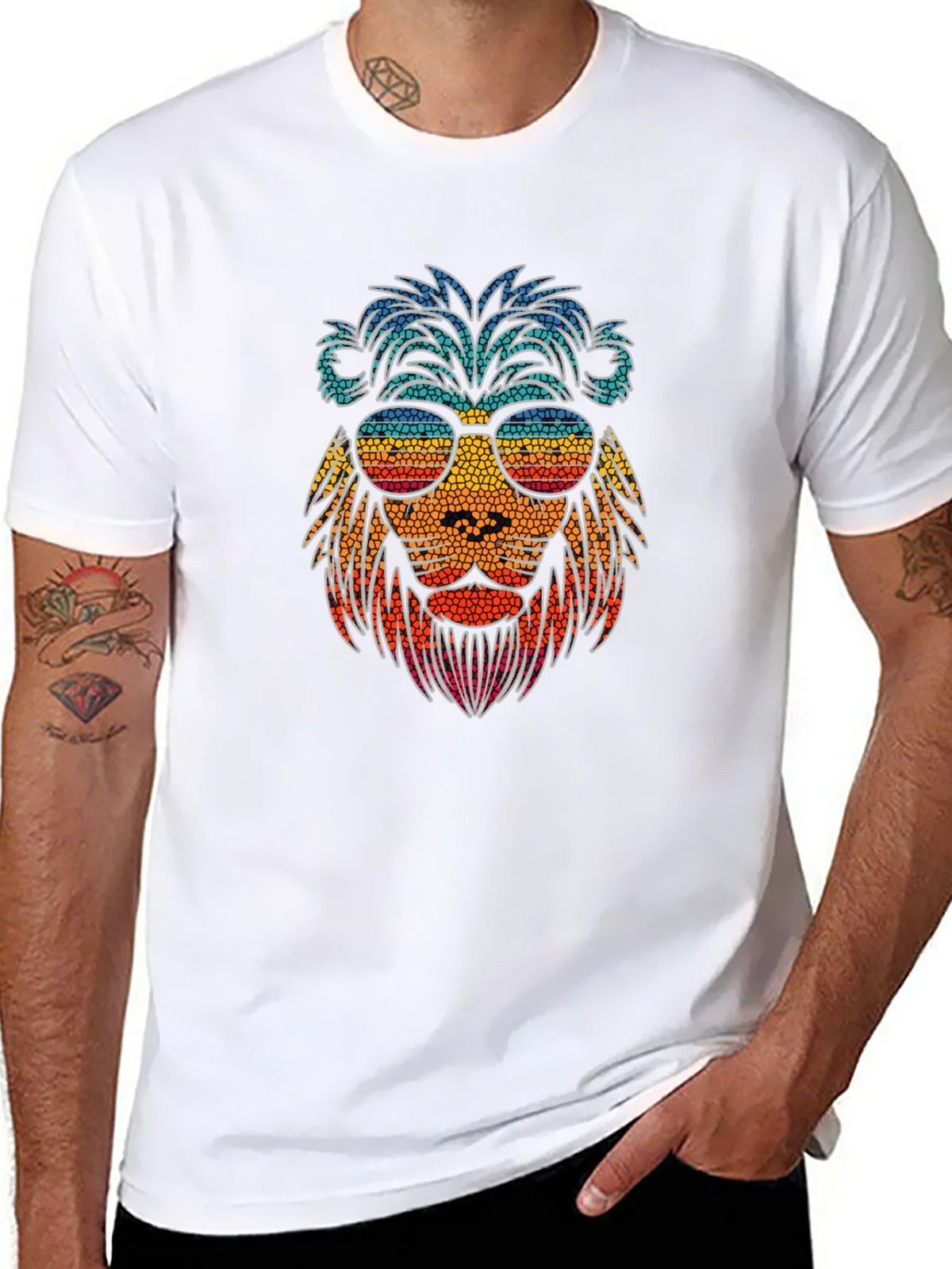 Cool Lion Graphic Tee - Stylish Mens Black T-Shirt product image 7