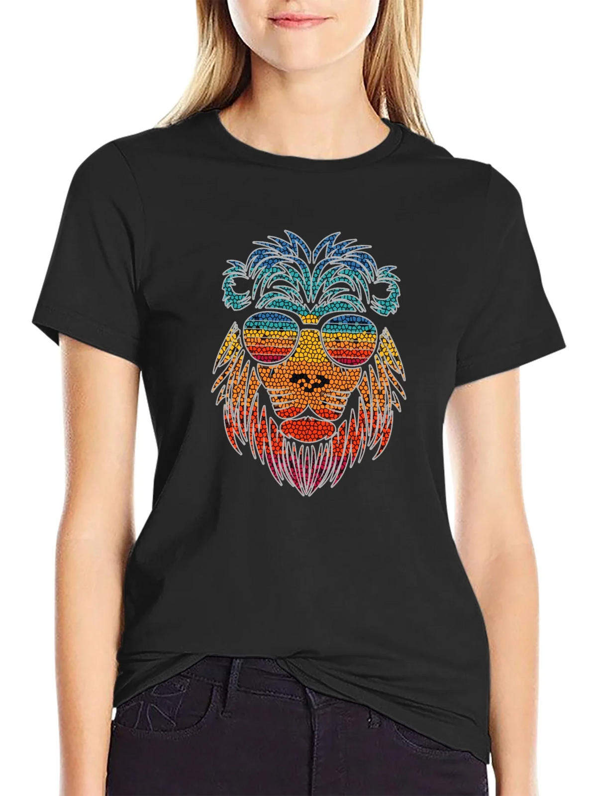 Cool Lion Graphic Tee - Stylish Mens Black T-Shirt product image 2