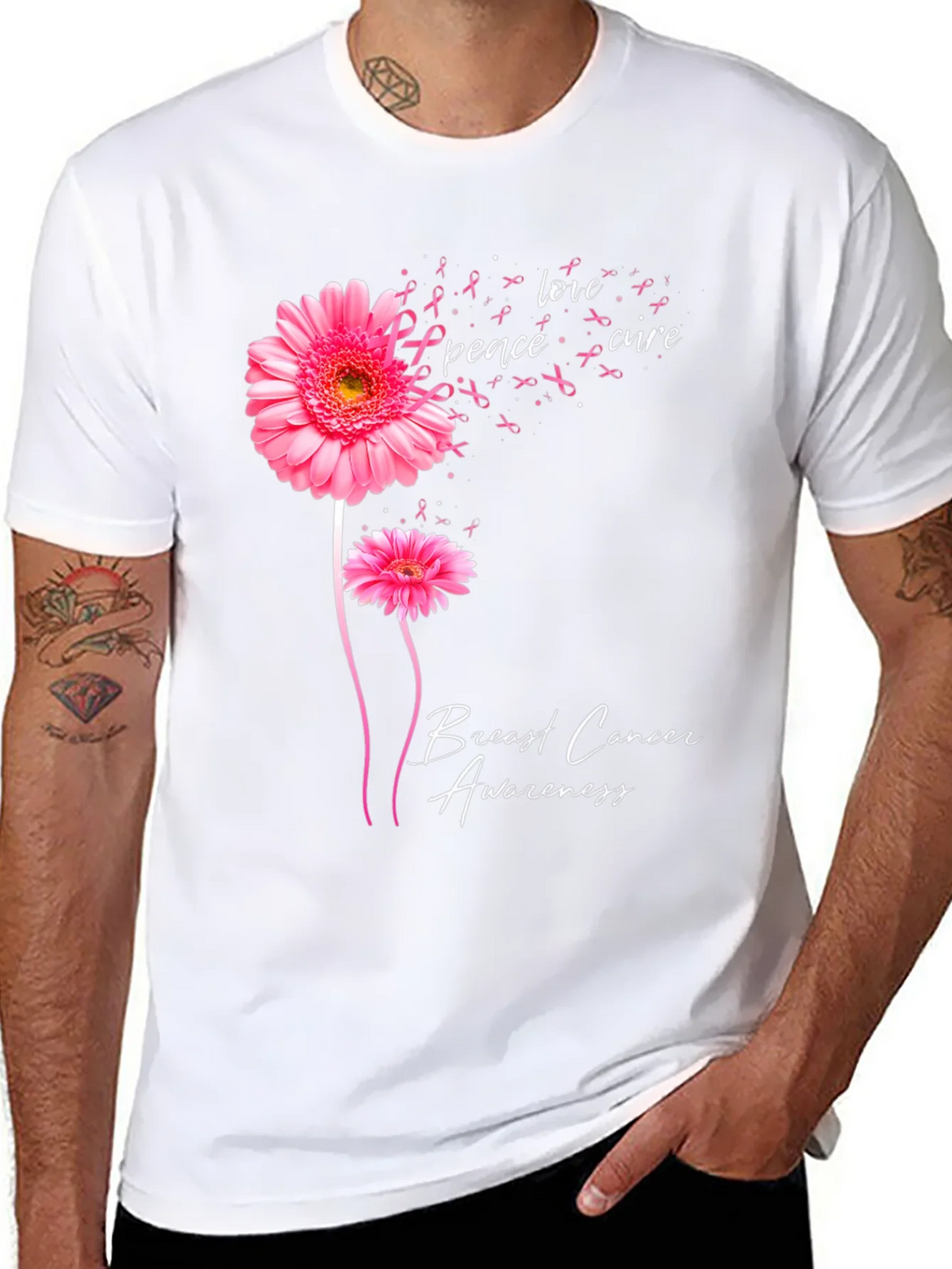 Breast Cancer Awareness Flower Graphic Tee product image 1