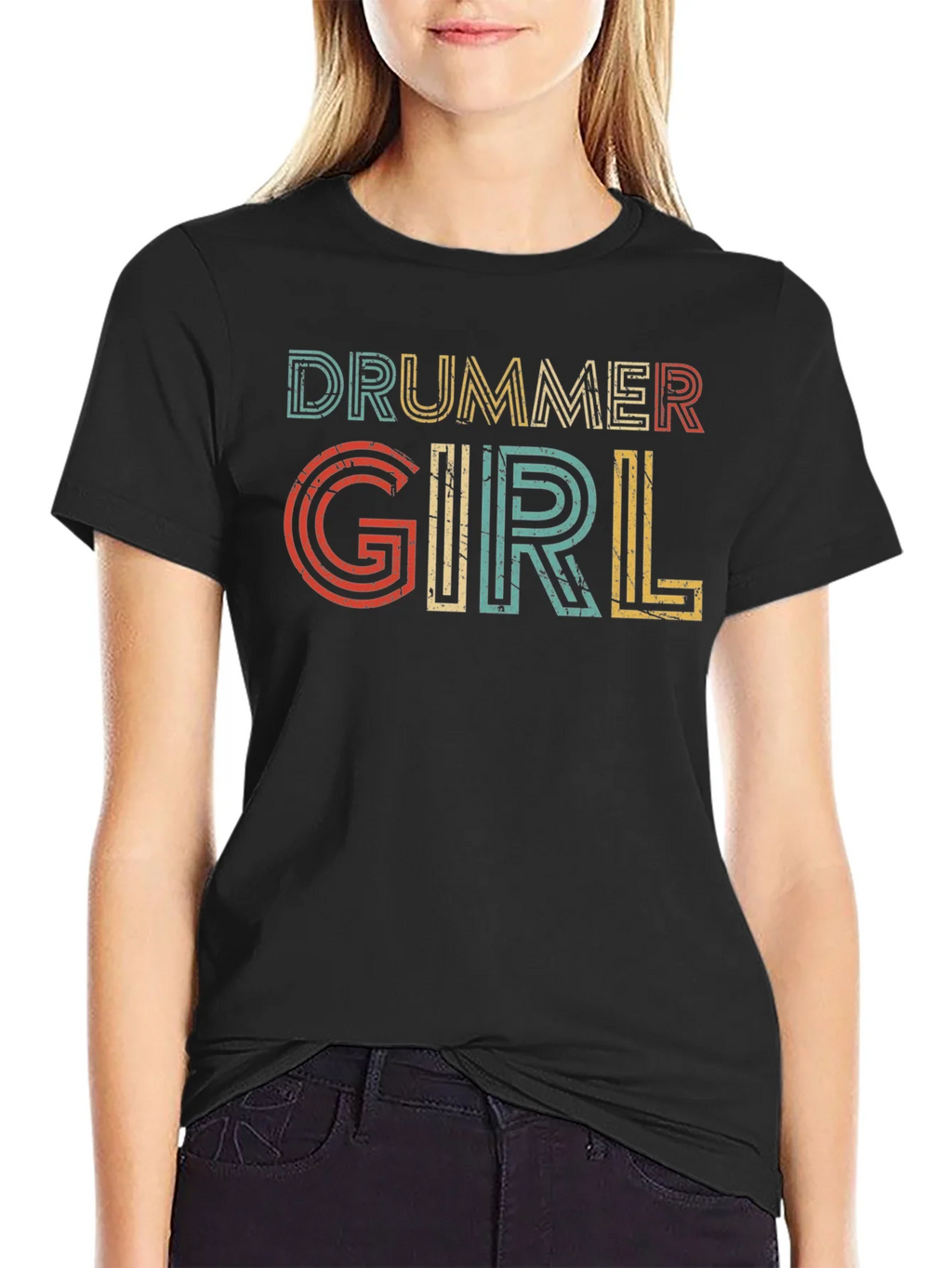 Drummer Girl Retro Style Tee product image 2