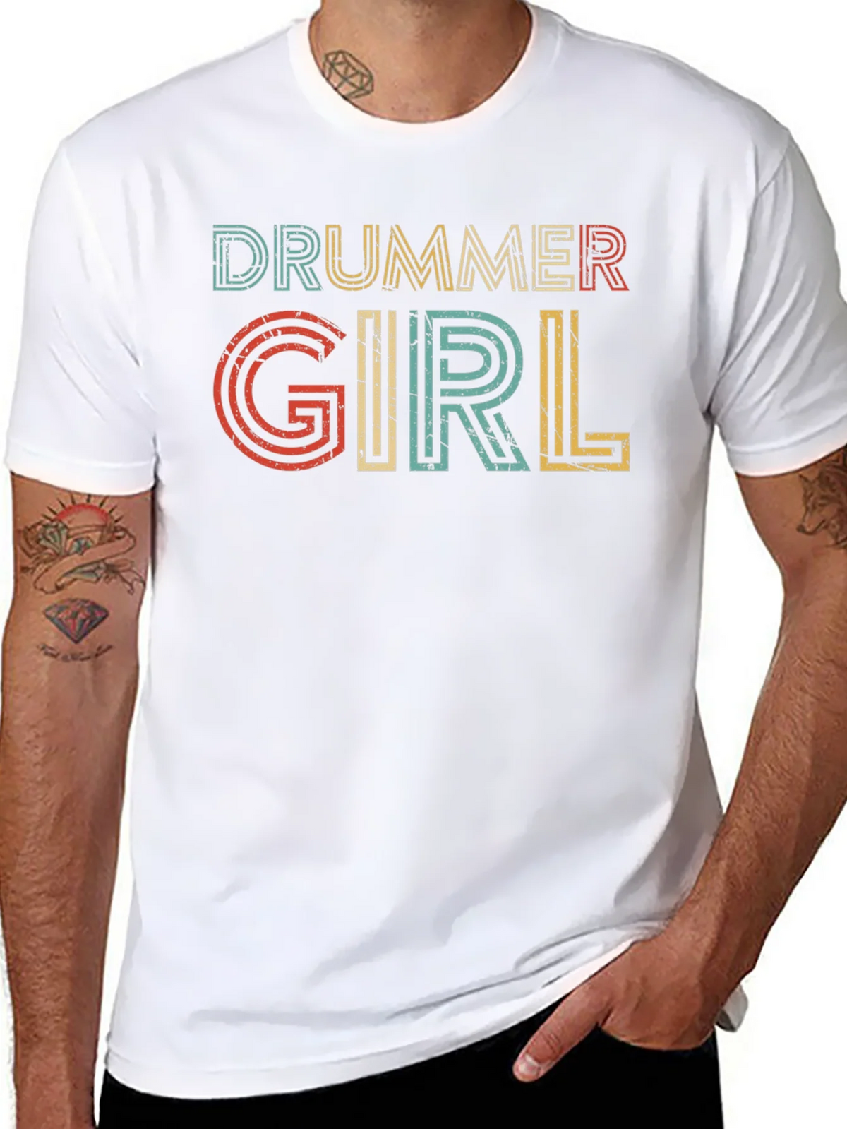 Drummer Girl Retro Style Tee product image 7