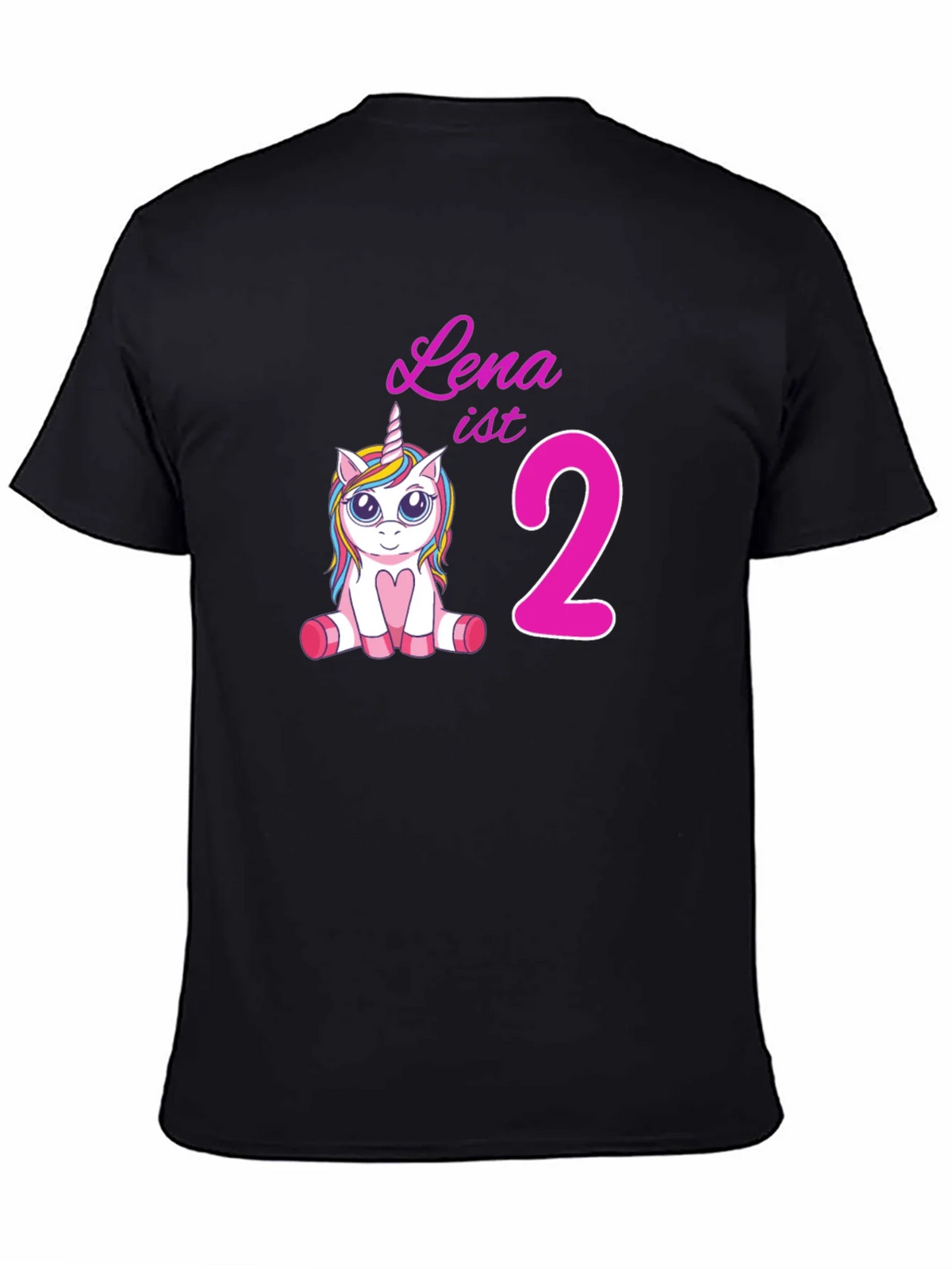 Cute Lena is 2 Unicorn Birthday Black T-Shirt product image 4