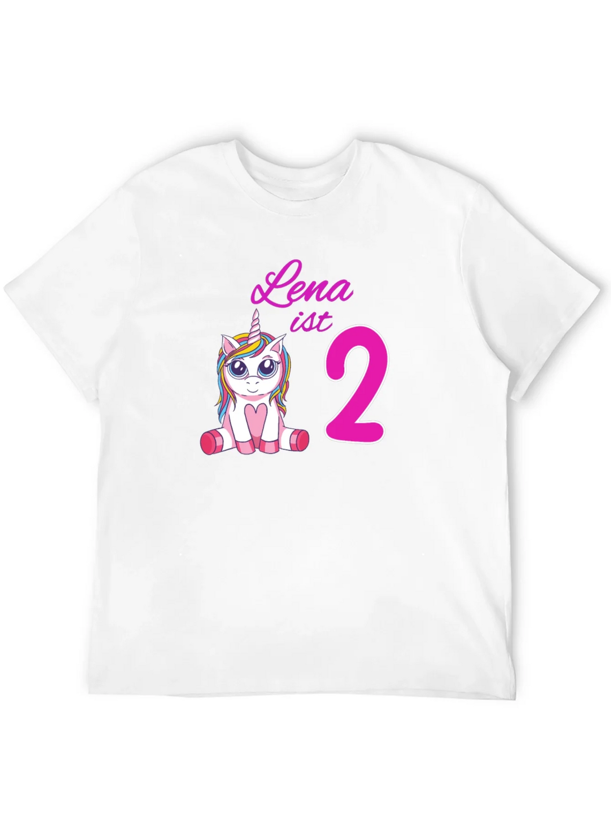 Cute Lena is 2 Unicorn Birthday Black T-Shirt product image 10