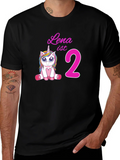 Cute Lena is 2 Unicorn Birthday Black T-Shirt product image 1