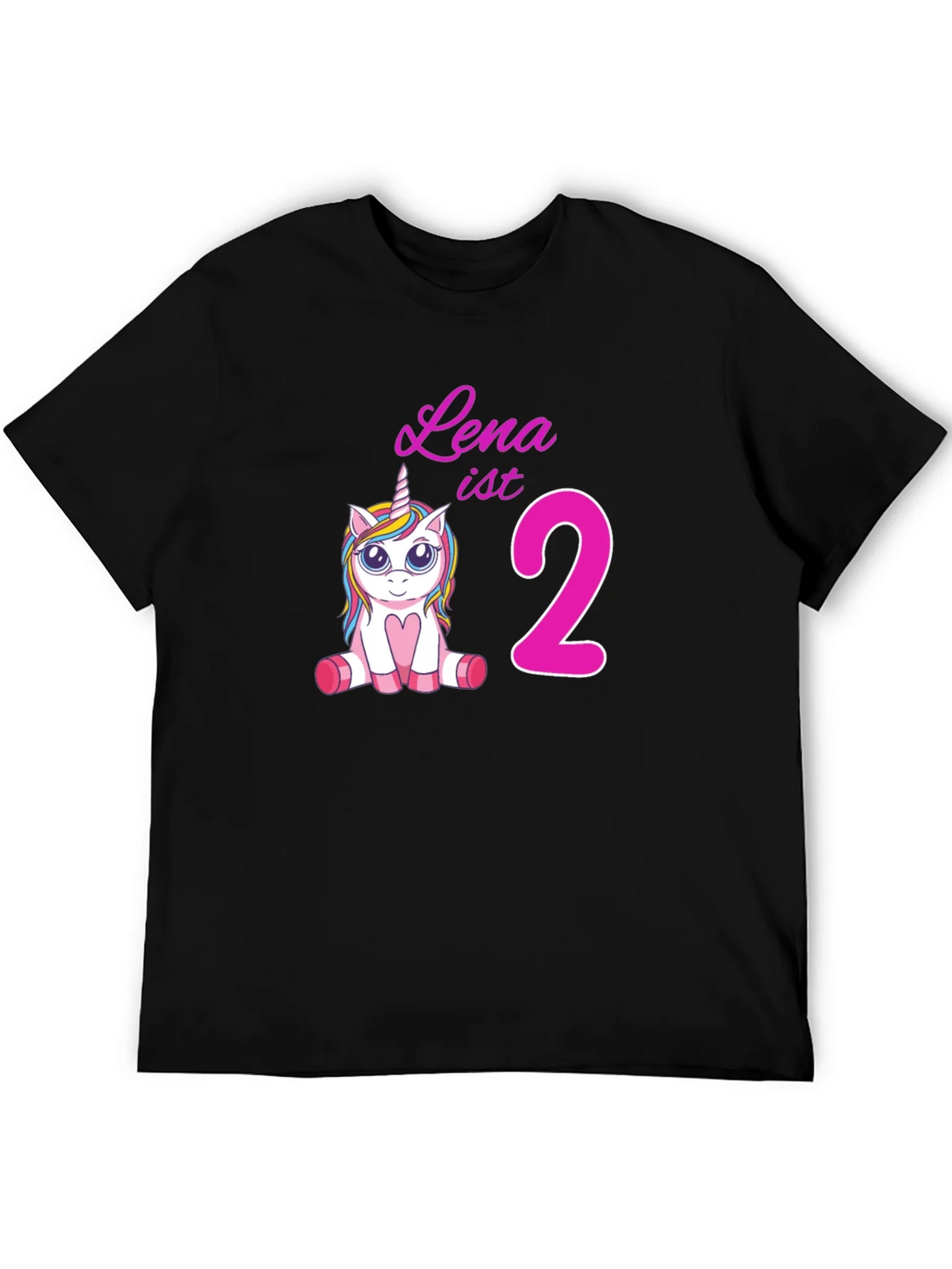 Cute Lena is 2 Unicorn Birthday Black T-Shirt product image 5