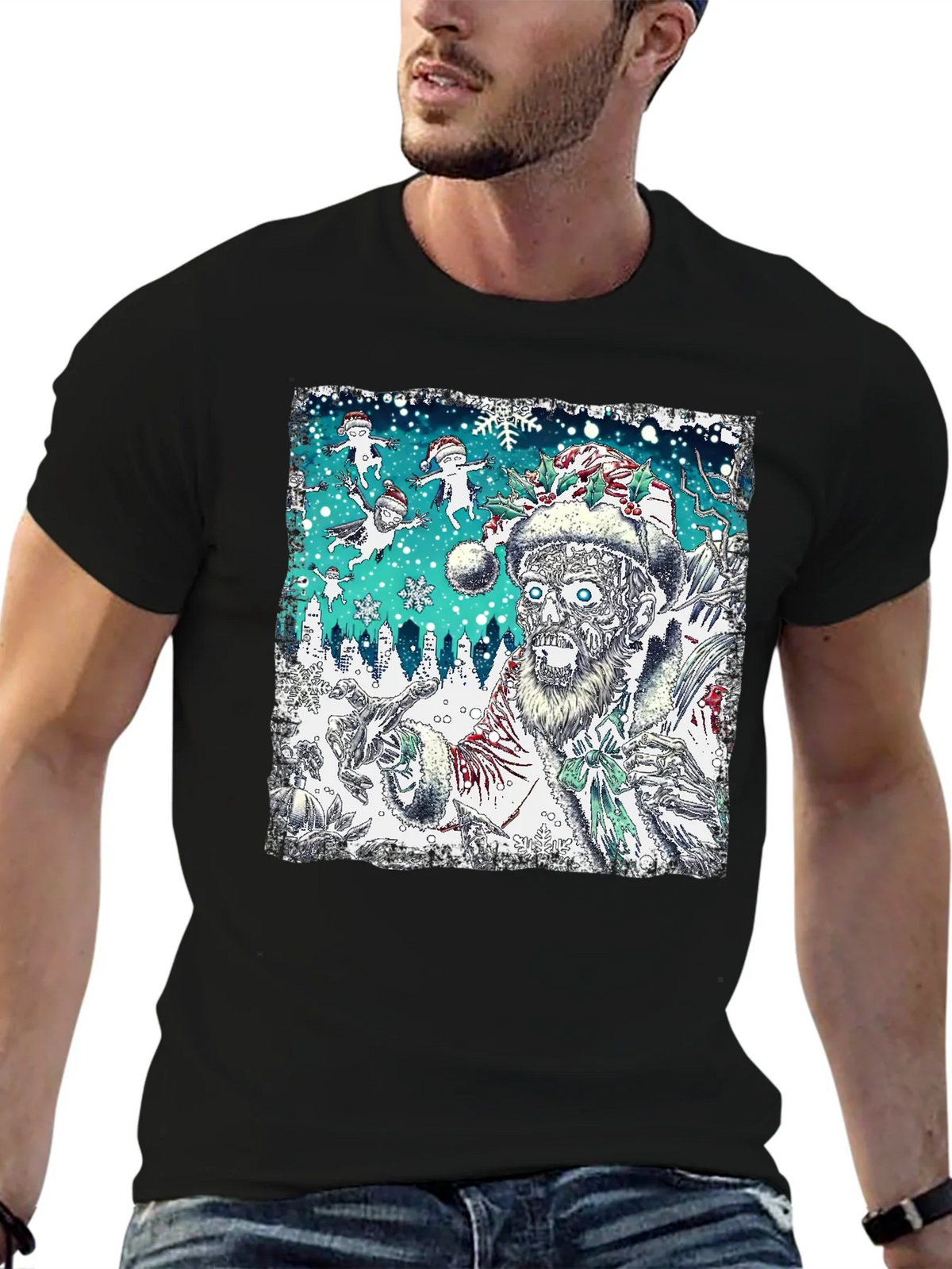 Zombie Santa Christmas Graphic Tee product image 6