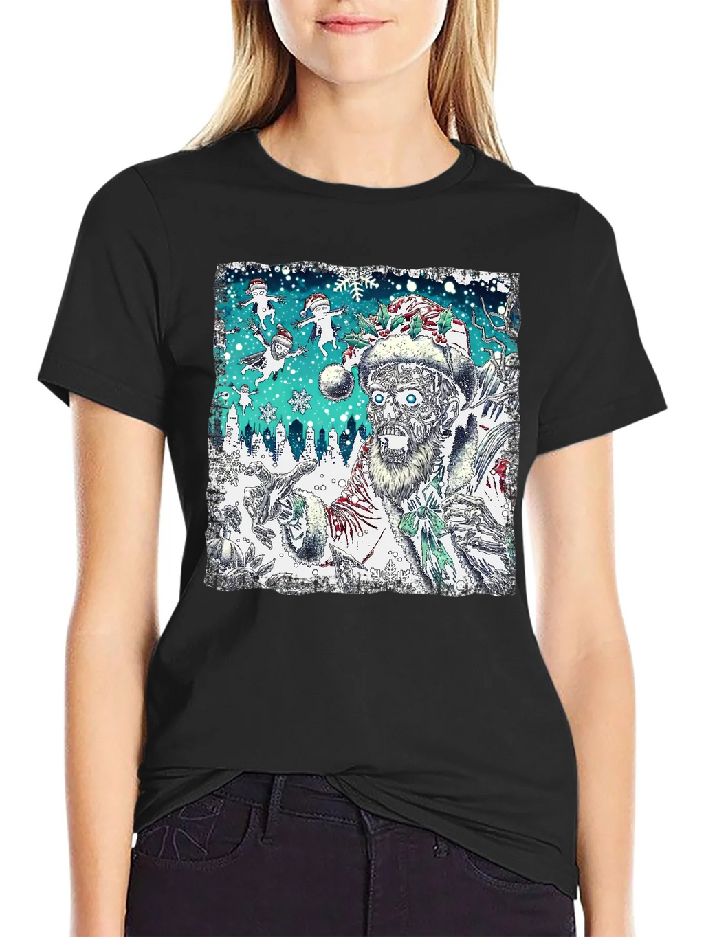 Zombie Santa Christmas Graphic Tee product image 2