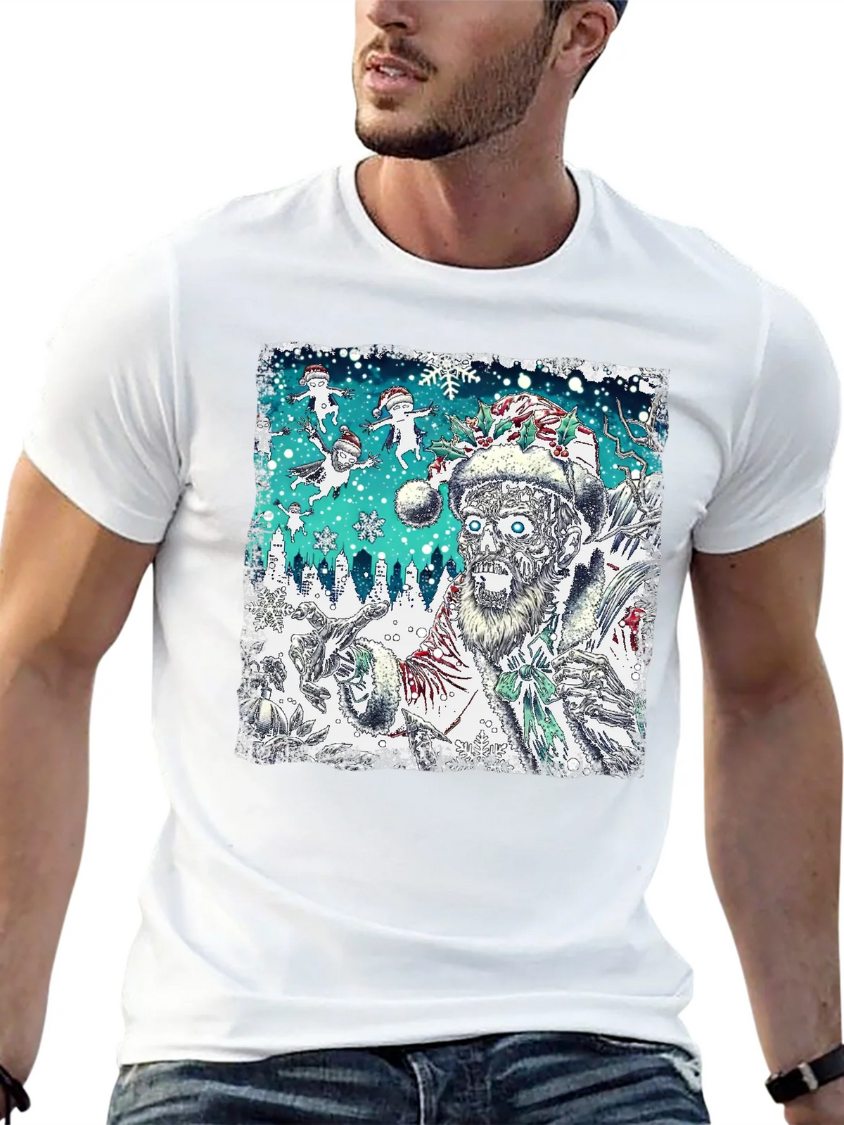 Zombie Santa Christmas Graphic Tee product image 12