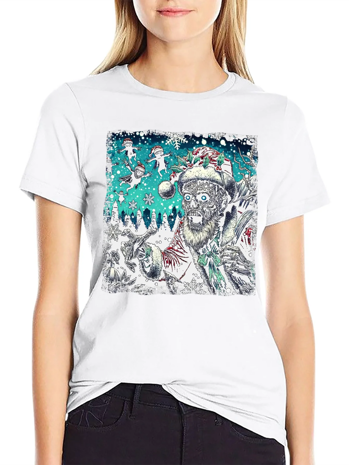 Zombie Santa Christmas Graphic Tee product image 8