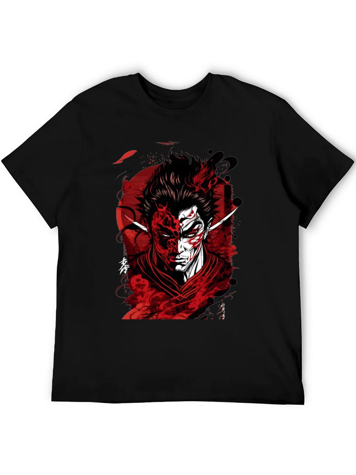 Samurai Demon Graphic Tee - Red and Black Design product image 5
