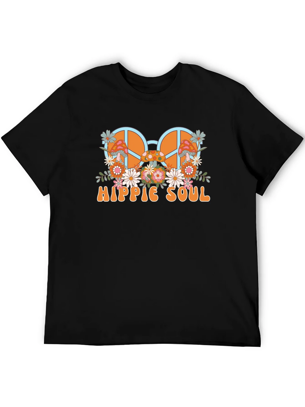 Hippie Soul Graphic T-Shirt - Retro Peace Sign & Mushroom product image 5