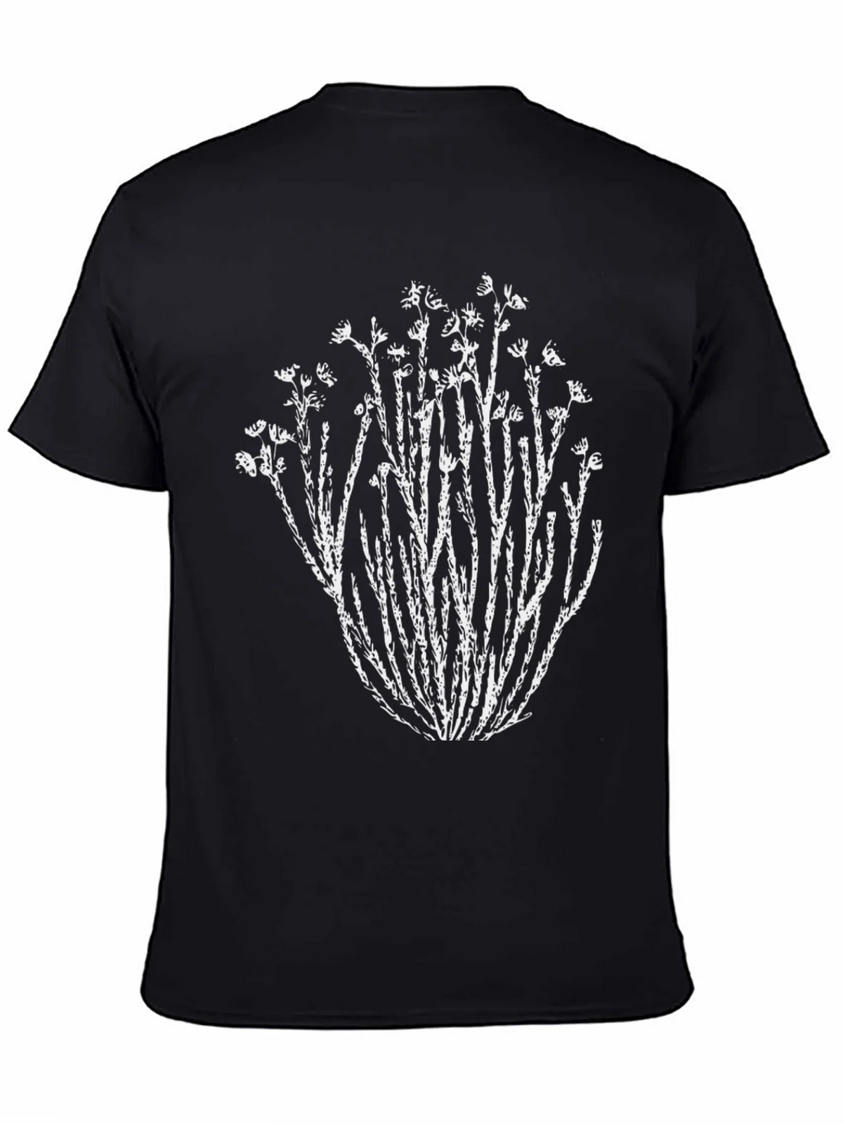 Nature Print Black T-Shirt - Unique Botanical Design product image 2