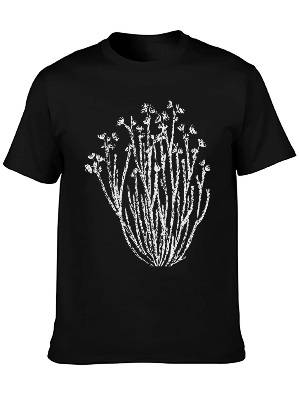 Nature Print Black T-Shirt - Unique Botanical Design product image 1