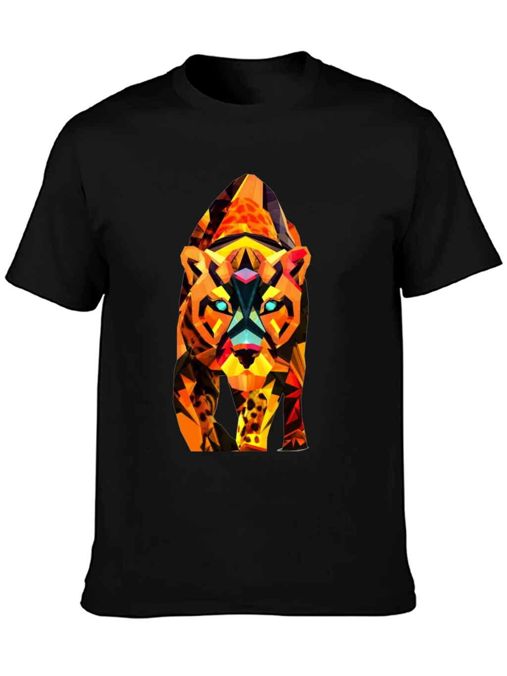 Abstract Geometric Tiger Graphic Tee - Black product image 3