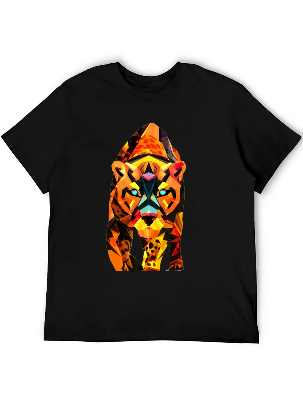 Abstract Geometric Tiger Graphic Tee - Black product image 5