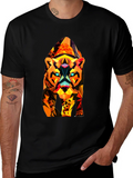 Abstract Geometric Tiger Graphic Tee - Black product image 1