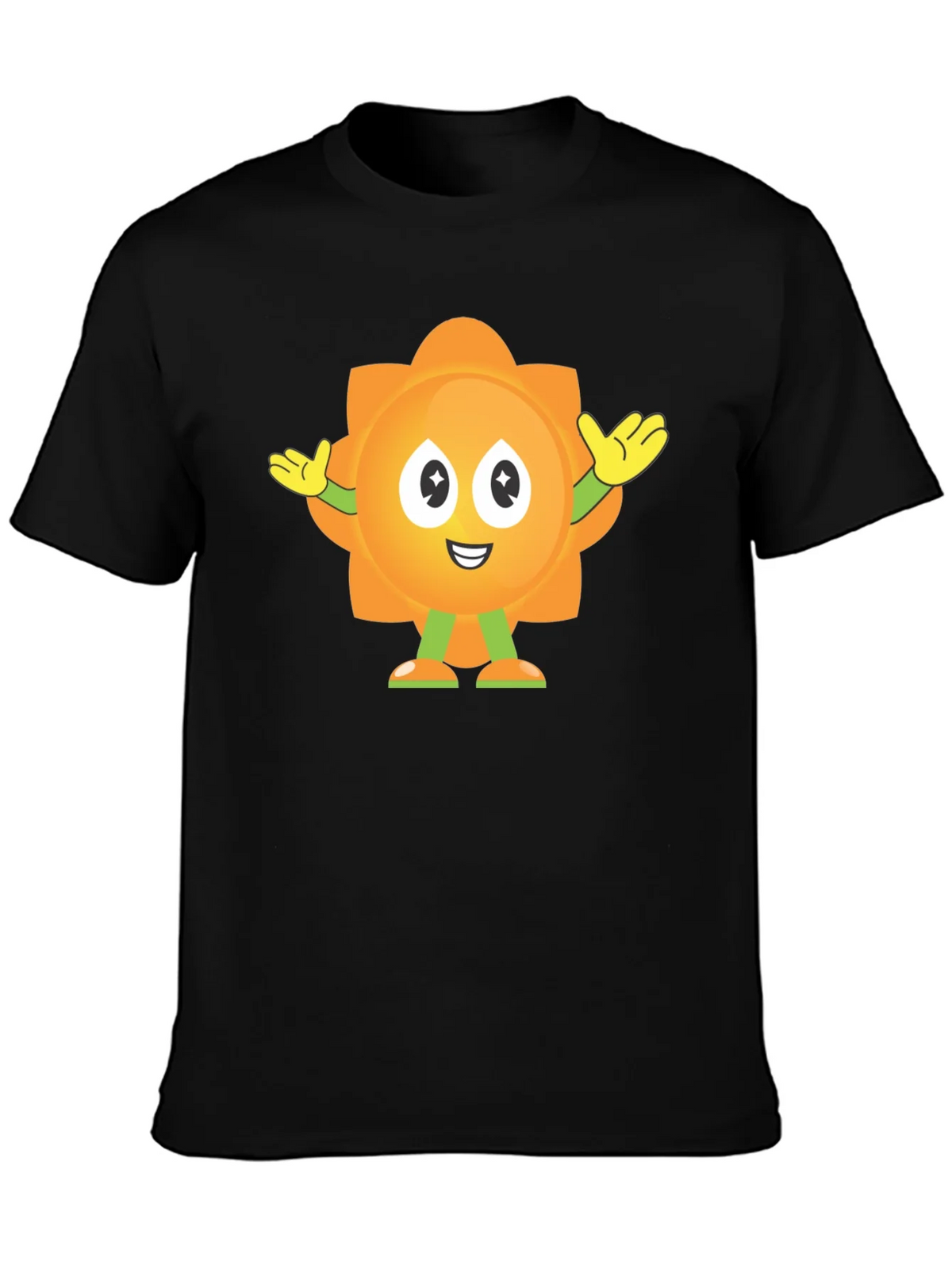 Fun Flower Cartoon Graphic Black T-Shirt product image 3