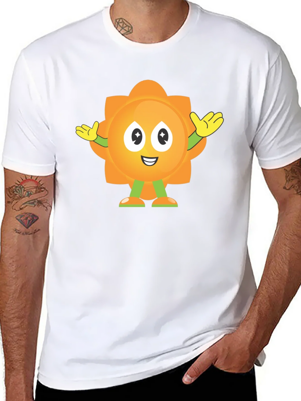 Fun Flower Cartoon Graphic Black T-Shirt product image 7