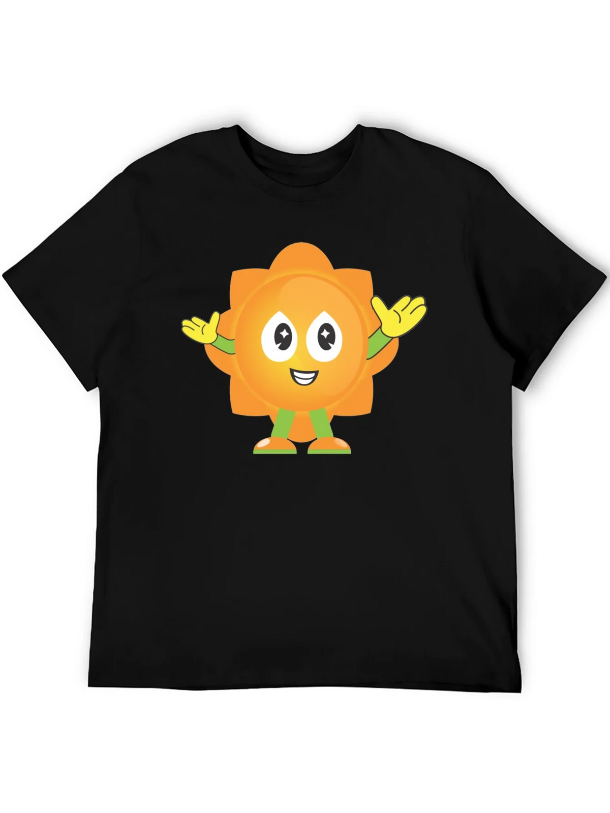 Fun Flower Cartoon Graphic Black T-Shirt product image 5