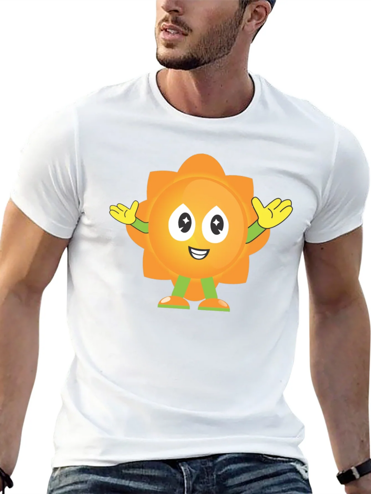 Fun Flower Cartoon Graphic Black T-Shirt product image 12