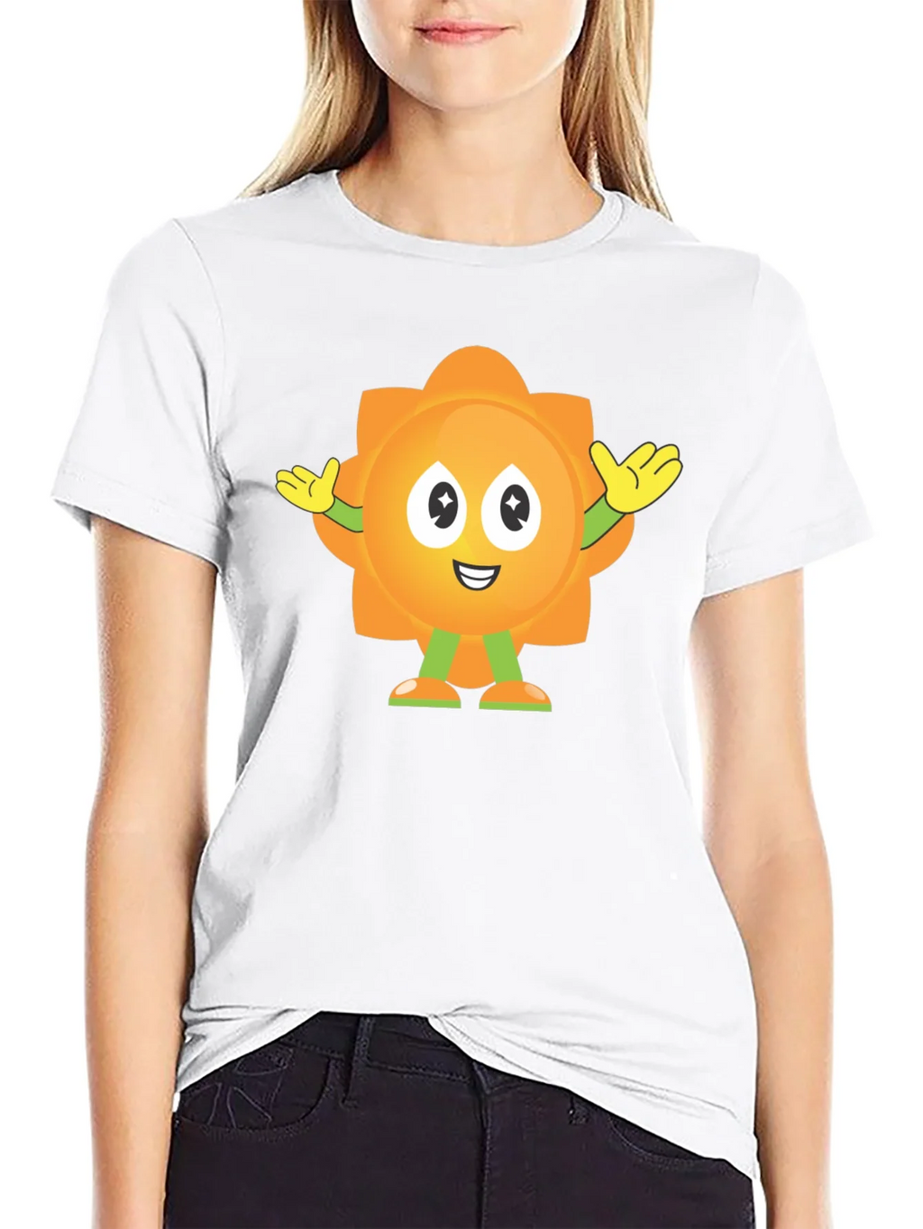 Fun Flower Cartoon Graphic Black T-Shirt product image 8