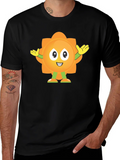 Fun Flower Cartoon Graphic Black T-Shirt product image 1