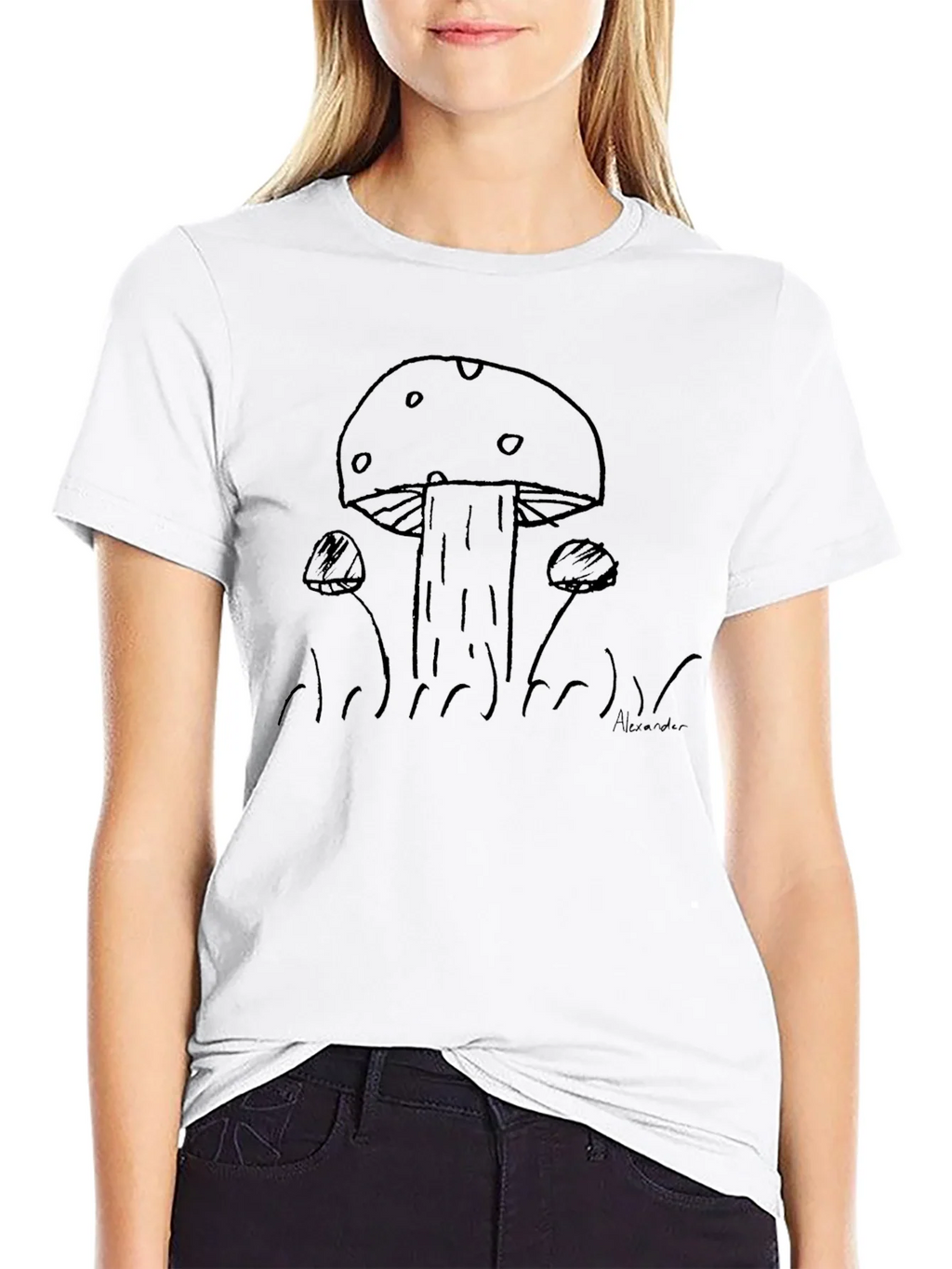 Mushroom Sketch Black T-Shirt product image 8
