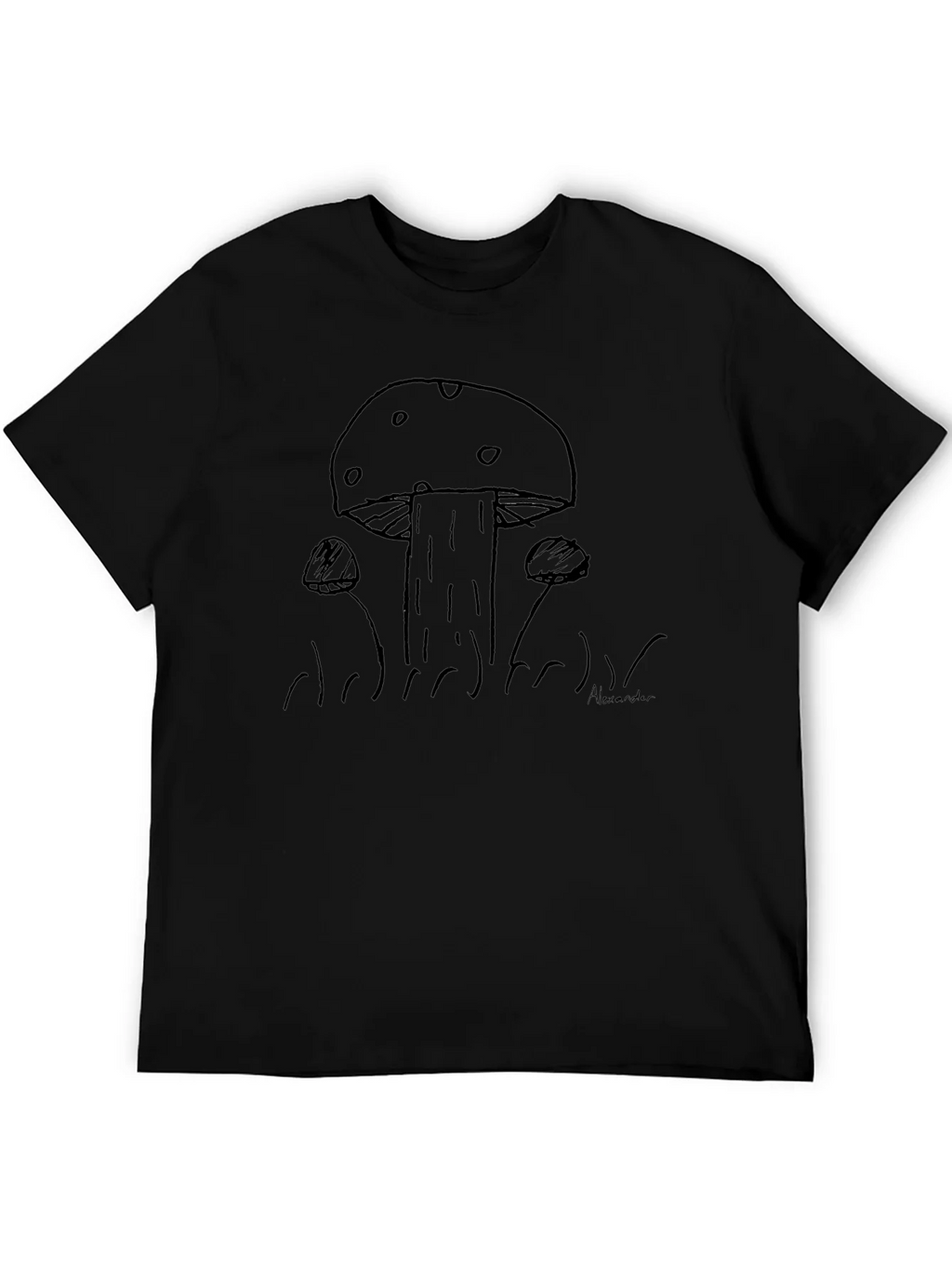 Mushroom Sketch Black T-Shirt product image 5