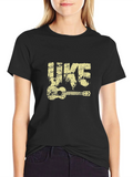 Ukulele Graphic T-Shirt - Black Cotton Tee product image 1